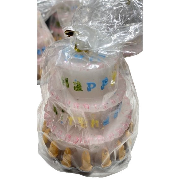 Happy Birthday Cake Candles Lot 6pc Set Pink Tier Cake Candle for Parties - Picture 2 of 12